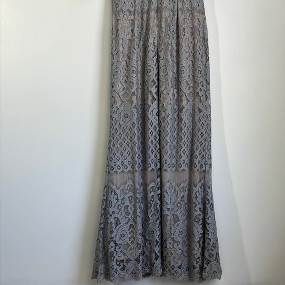 Tadashi Malina Flutter Sleeve Lace Gown In Pewter/ Petal - 6 - Picture 7 of 10